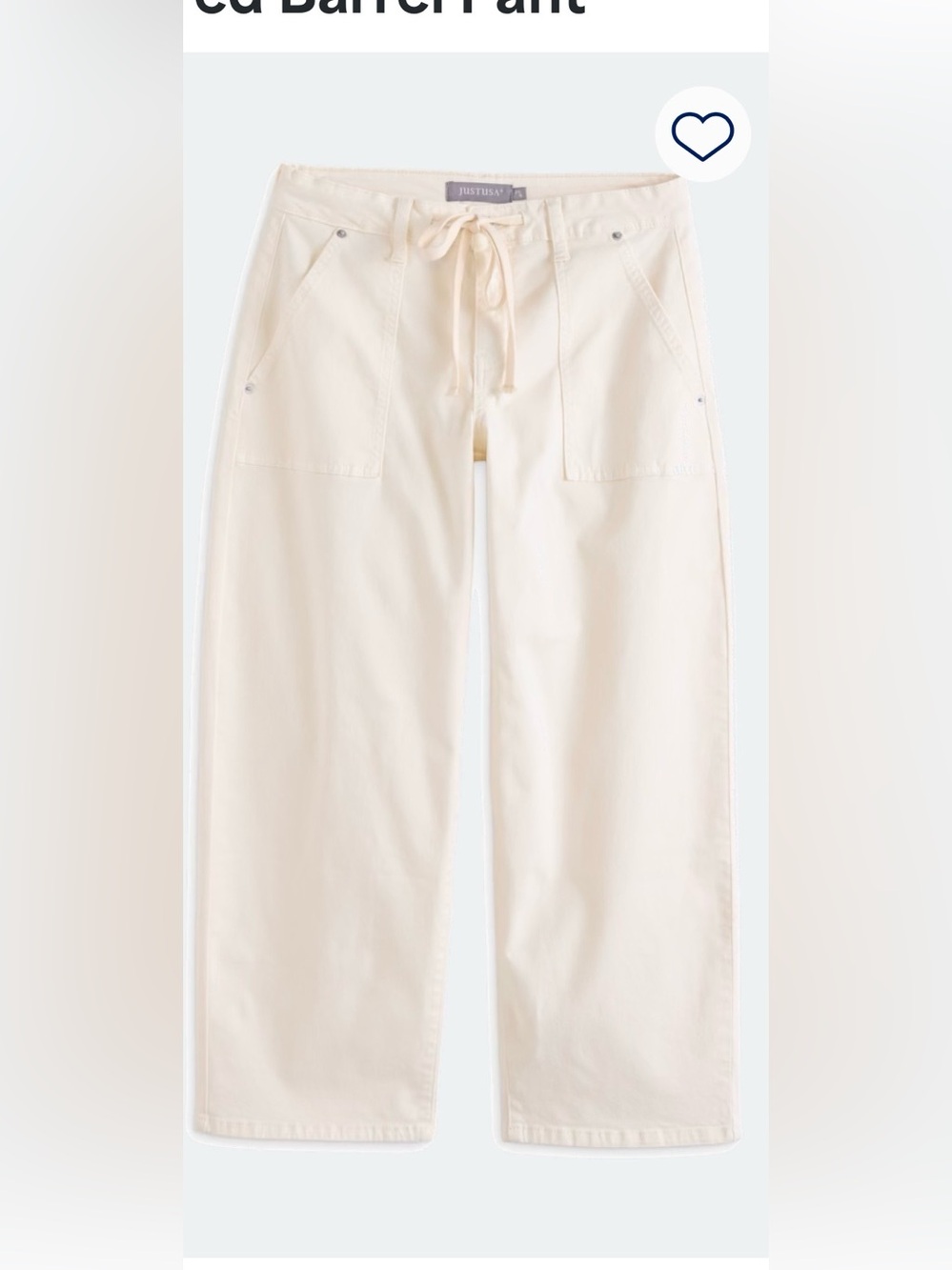 Just USA Casual Drawstring women’s Barrel Pants in Cream